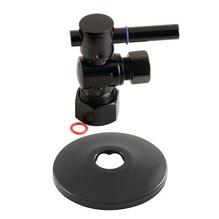 Kingston Brass CC53300DLK 5/8-Inch X 3/8-Inch OD Comp Quarter-Turn Angle Stop Valve with Flange, Matte Black CC53300DLK